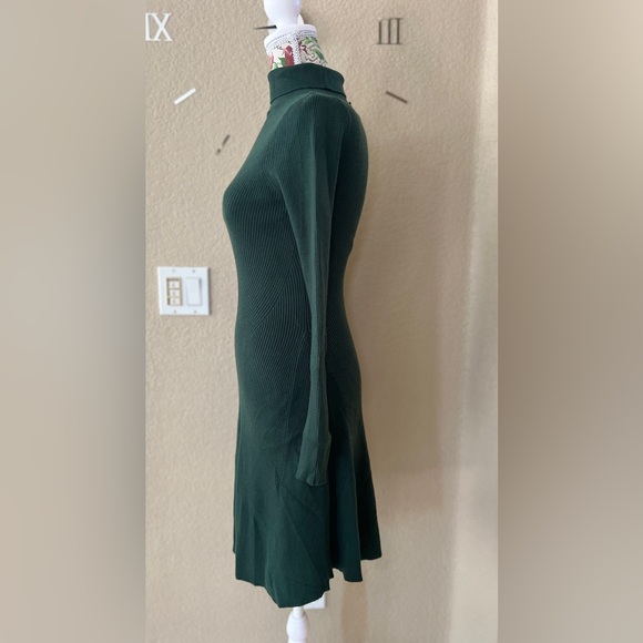 Fashion Nova Green Long Sleeve Mock Neck Dress - Picture 4 of 6